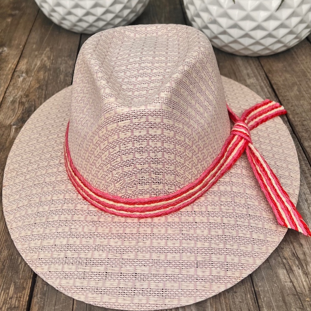 Hat Fedora/Explorer in pink with Red and white headband NWOT